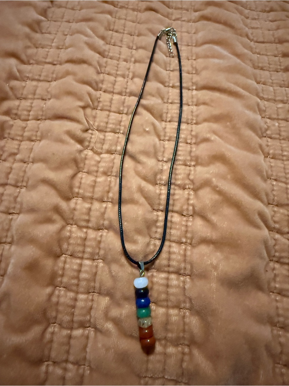 Multicolor Bead Pendant Necklace for Women - Black Cord